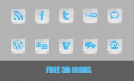   Free 3D Icons in weiß/Blau. In der .rar Datei befinden sich 10 kostenlose Icons, die frei verwendet werden können.   + 1259 mal runtergeladen.
